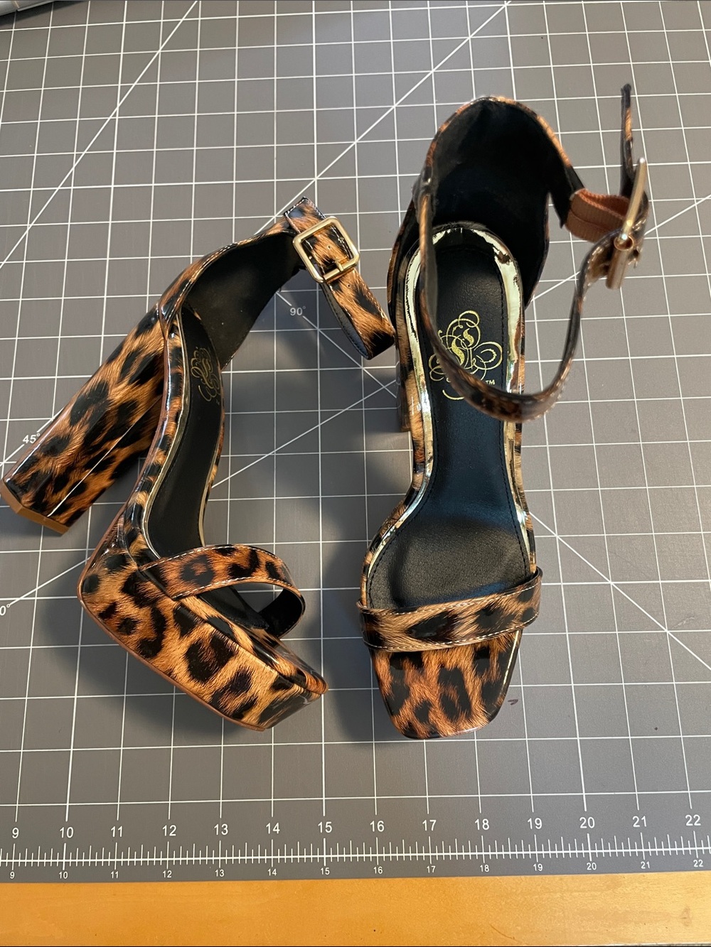 Leopard print platform heels